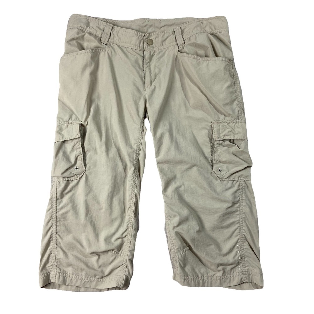 Columbia Nylon Omni-Shade Cropped Cargo Hiking Pants Beige Women's 8 Outdoor